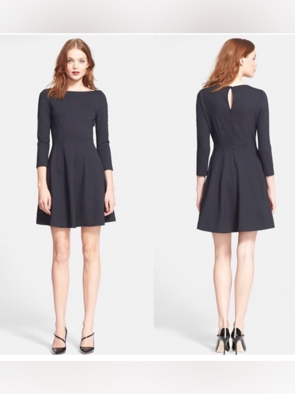 kate spade Black Three-Quarter Sleeve Fit & Flare Dress